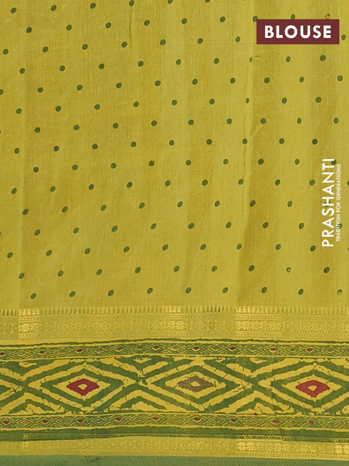 Semi tussar saree light green and green with plain body and ikat printed pallu - Image 4