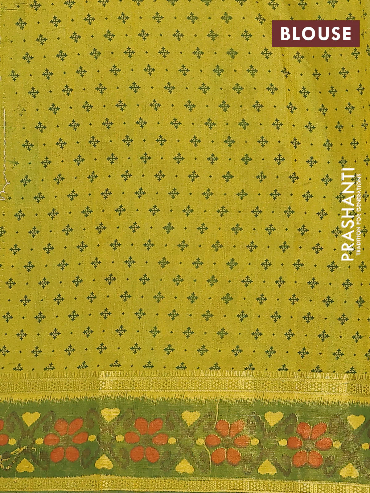 Semi tussar saree light green and green with plain body and ikat woven zari border - Image 4