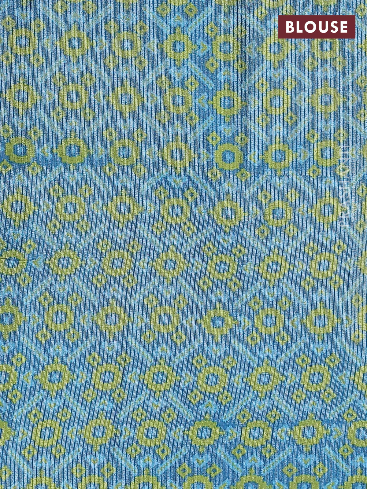 Semi tussar saree light green and peacock blue with allover silver & gold zari weaves and simple zari border - Image 3
