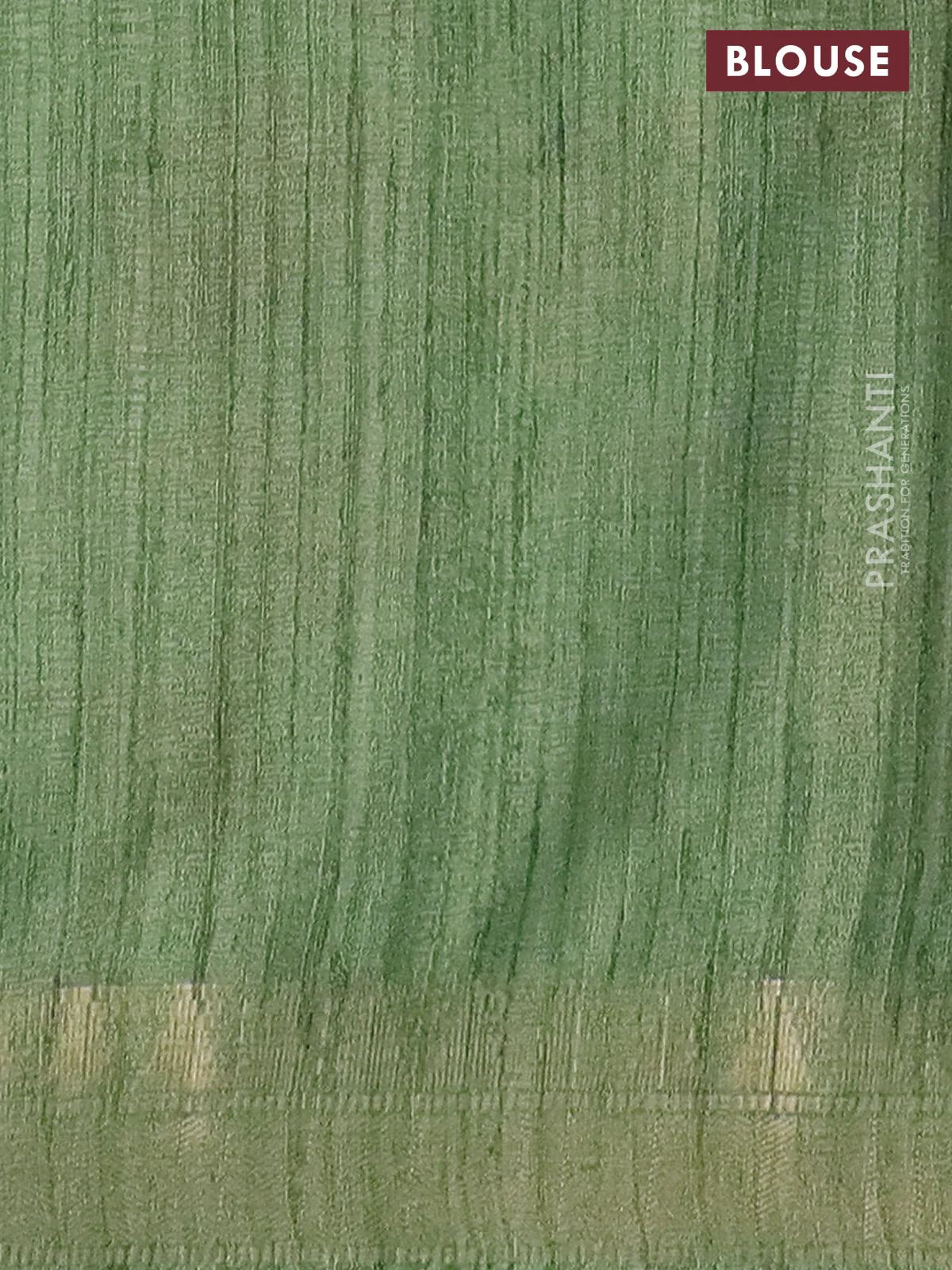 Semi tussar saree light green with allover floral prints and zari woven border - Image 4