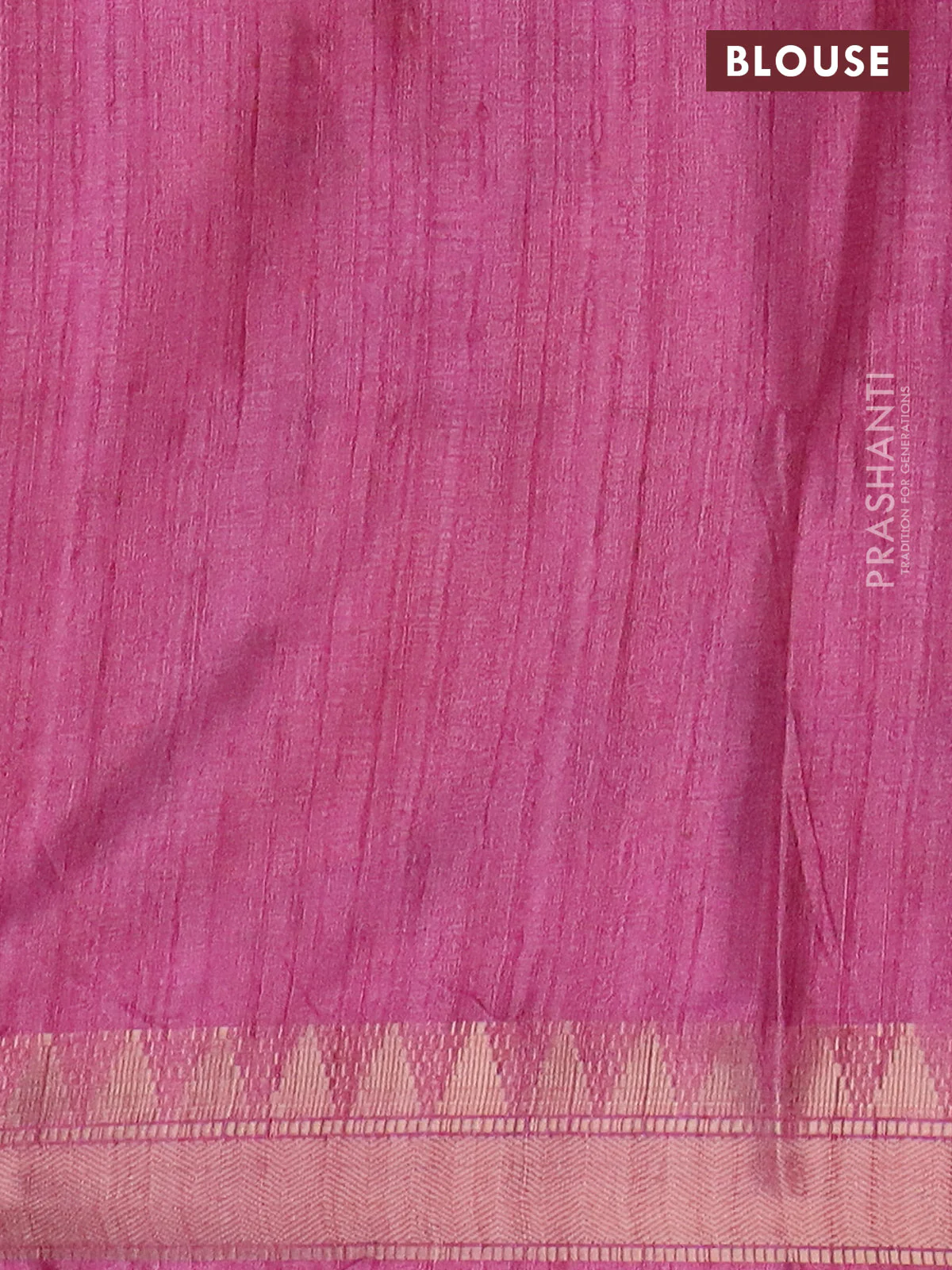 Semi tussar saree light pink with allover floral prints and zari woven border - Image 4