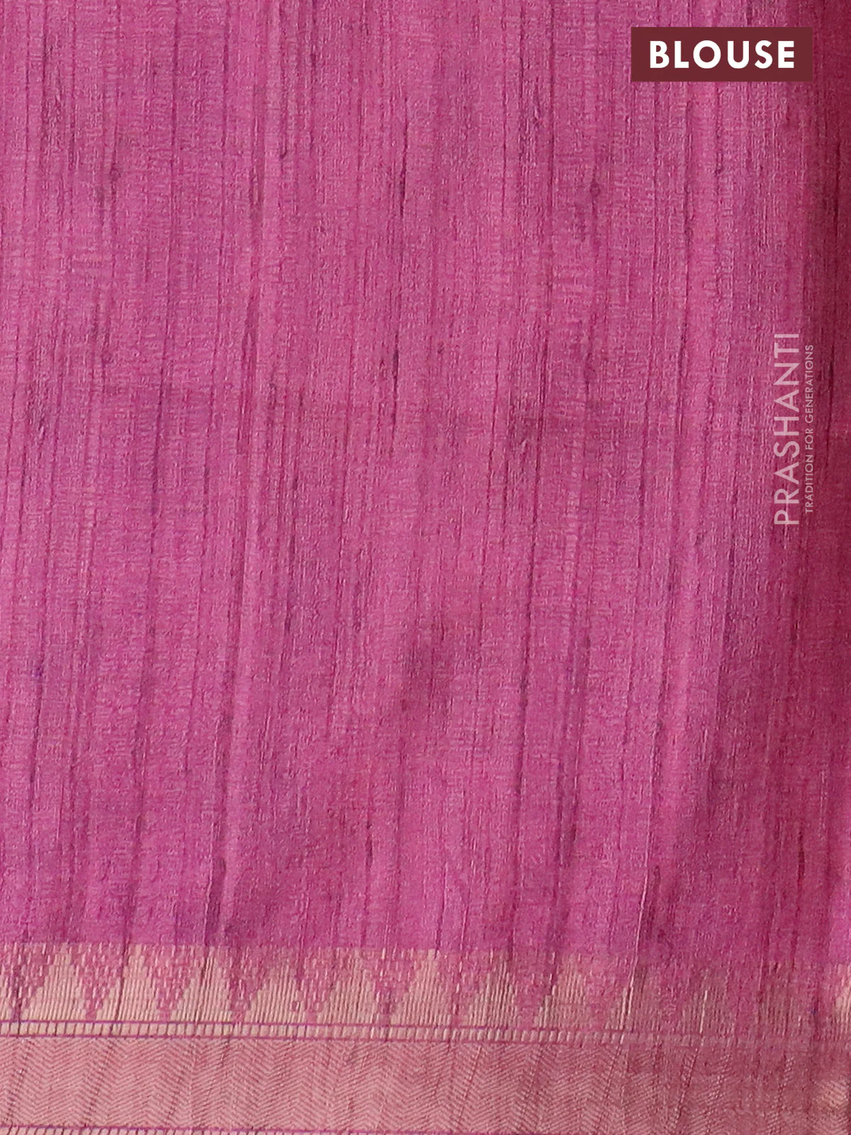 Semi tussar saree light pink with allover floral prints and zari woven border - Image 4