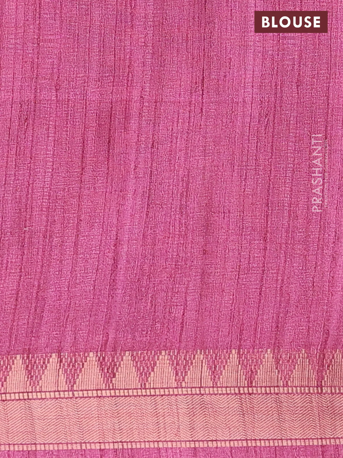 Semi tussar saree light pink with allover floral prints and zari woven border - Image 4
