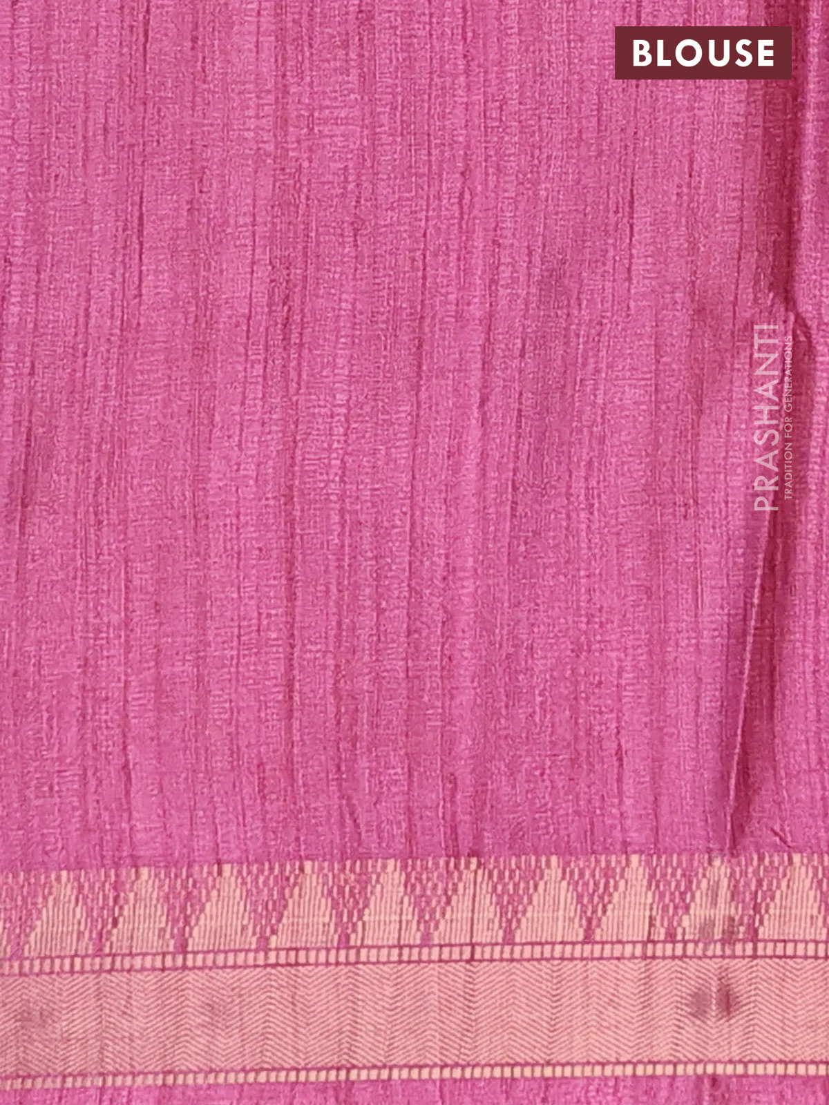 Semi tussar saree light pink with allover floral prints and zari woven border - Image 4