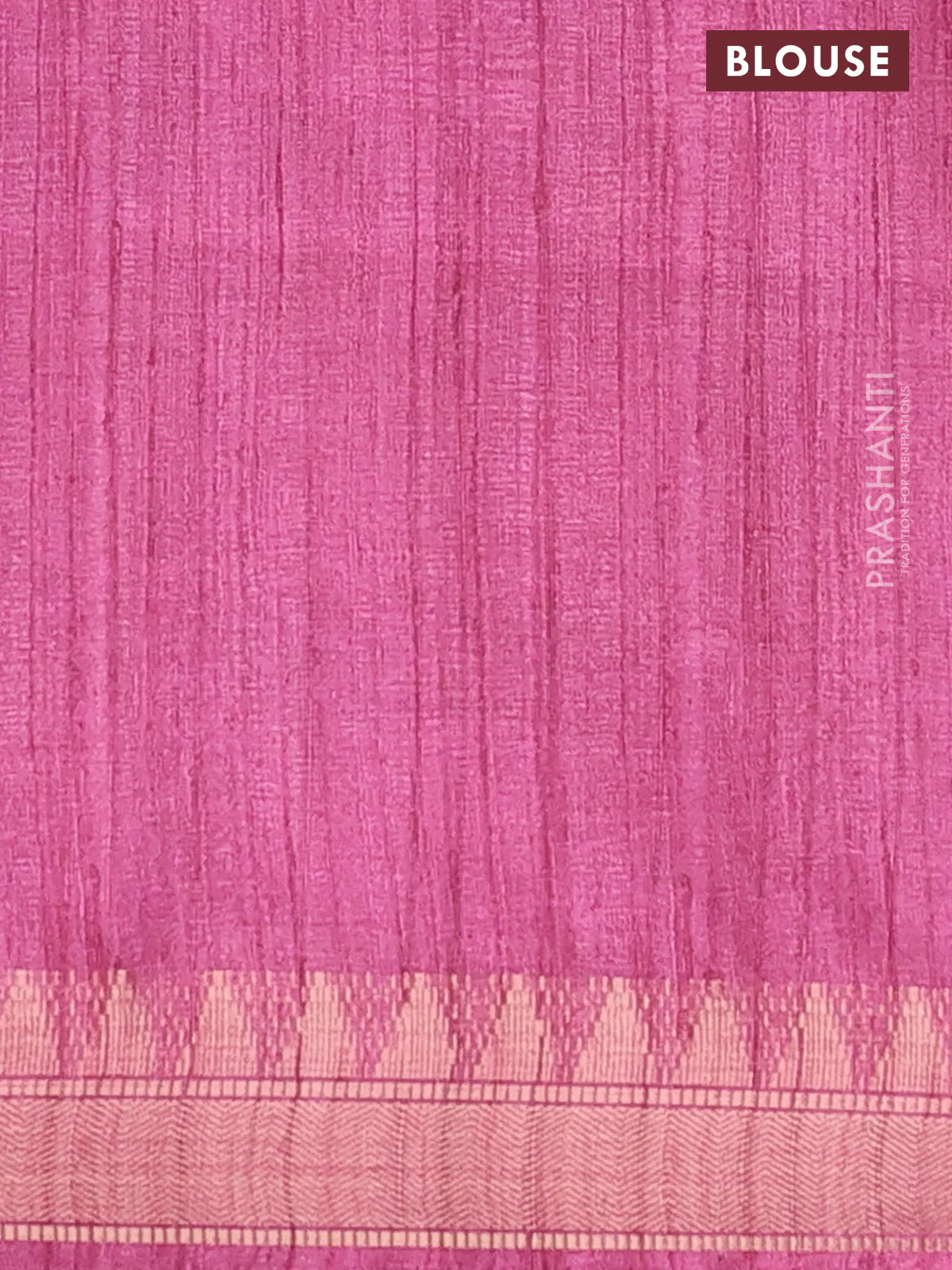 Semi tussar saree light pink with allover floral prints and zari woven border - Image 4