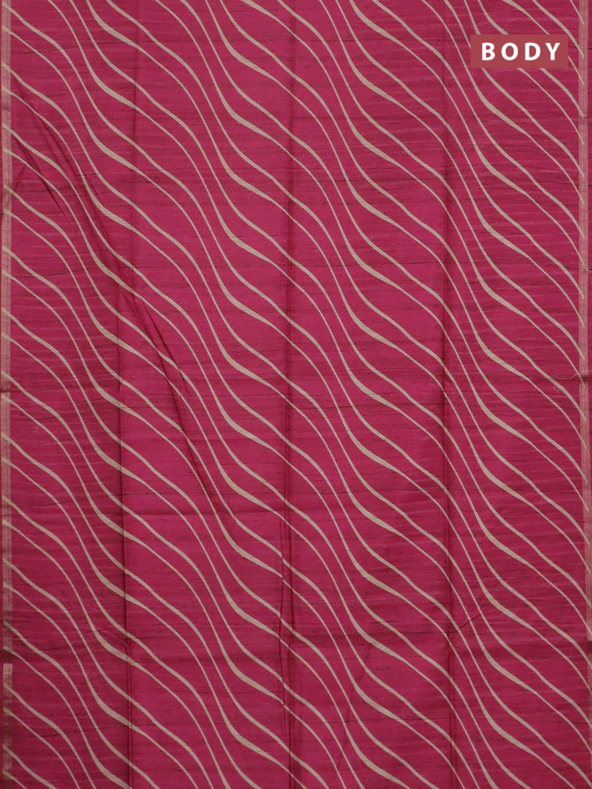 Semi tussar saree magenta pink with leheriya prints and kalamkari prints & cut work pallu - Image 2