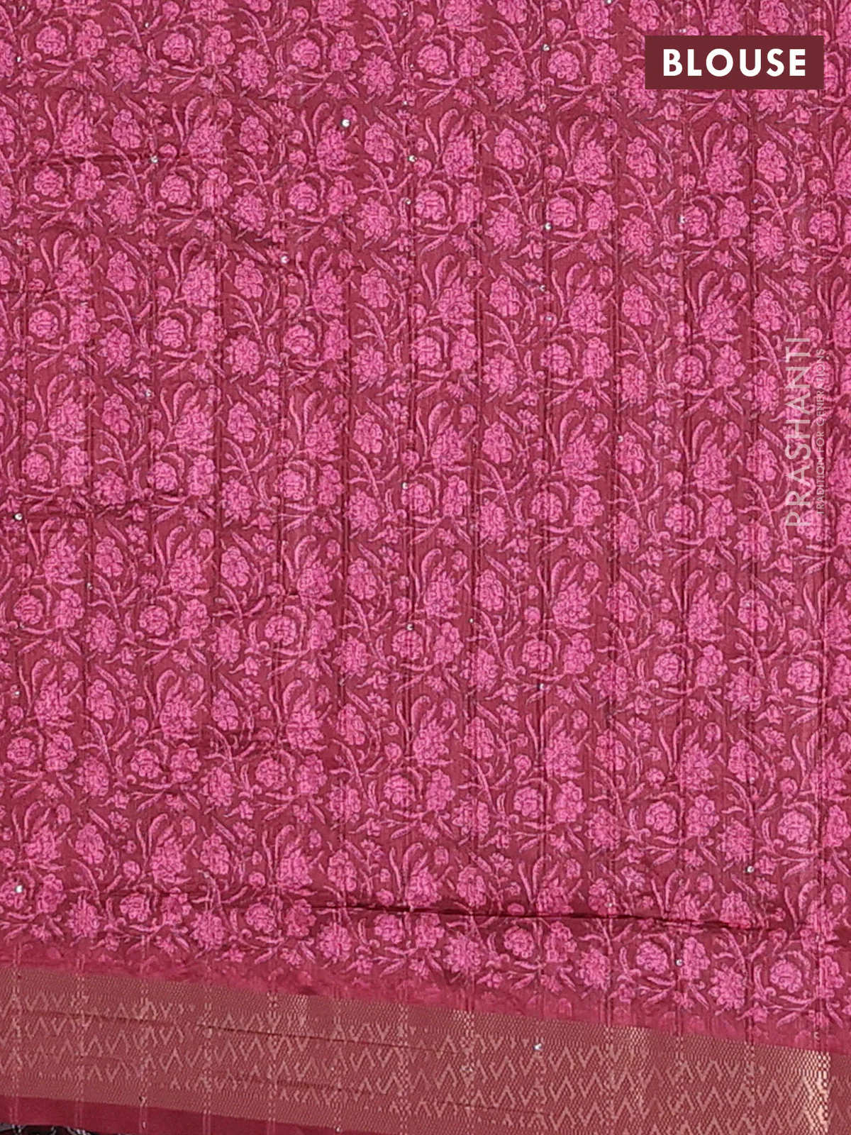 Semi tussar saree maroon with allover kalamkari prints & sequin work and zari woven border - Image 4