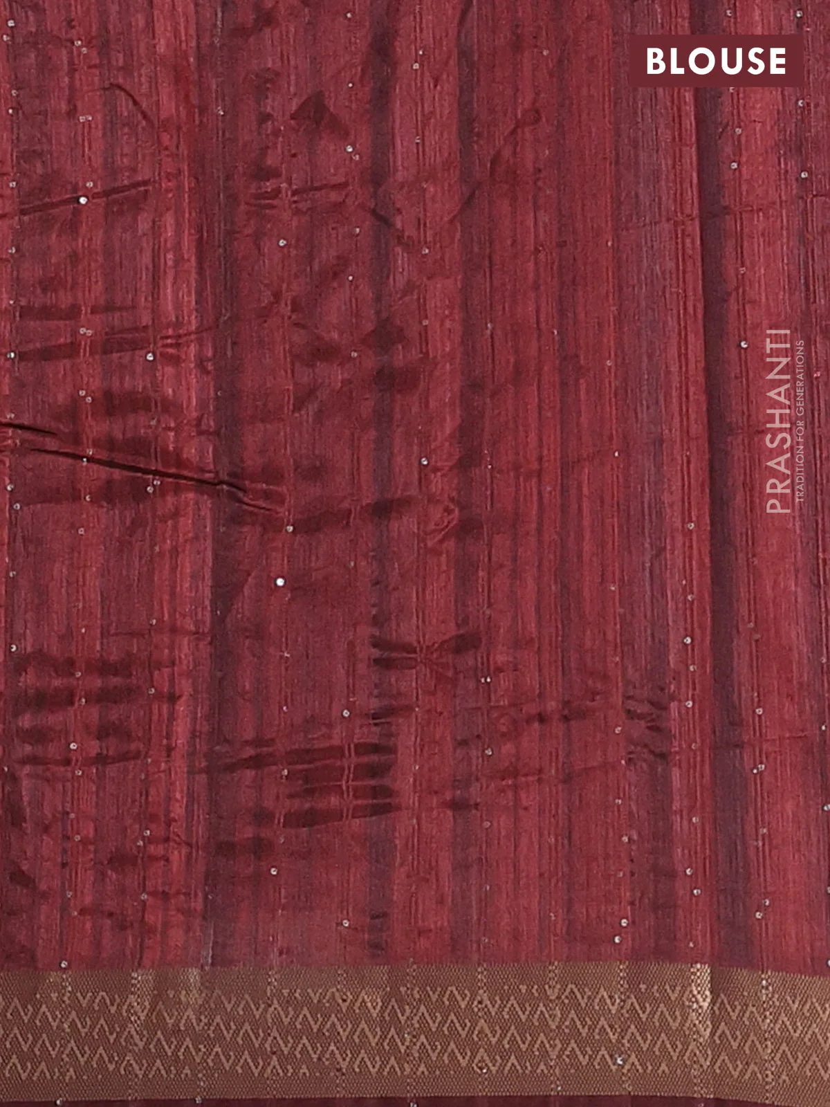 Semi tussar saree maroon with allover kalamkari prints & sequin work and zari woven border - Image 4