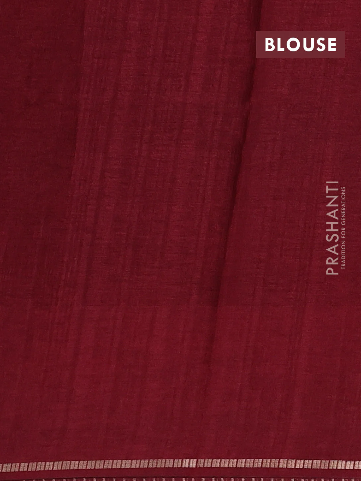 Semi tussar saree maroon with allover zari checked pattern and embroidery border - Image 3