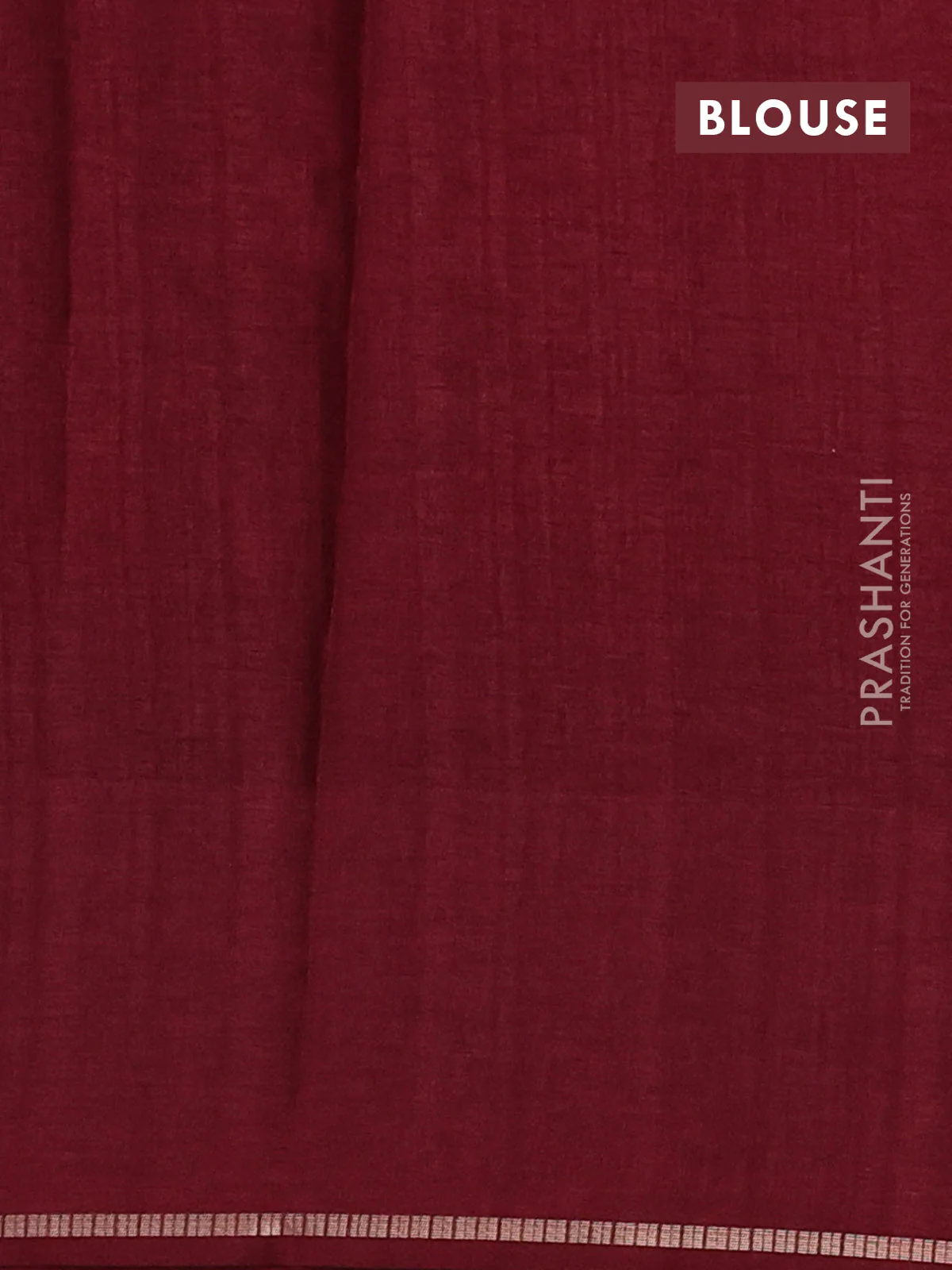 Semi tussar saree maroon with allover zari checked pattern and embroidery border - Image 3