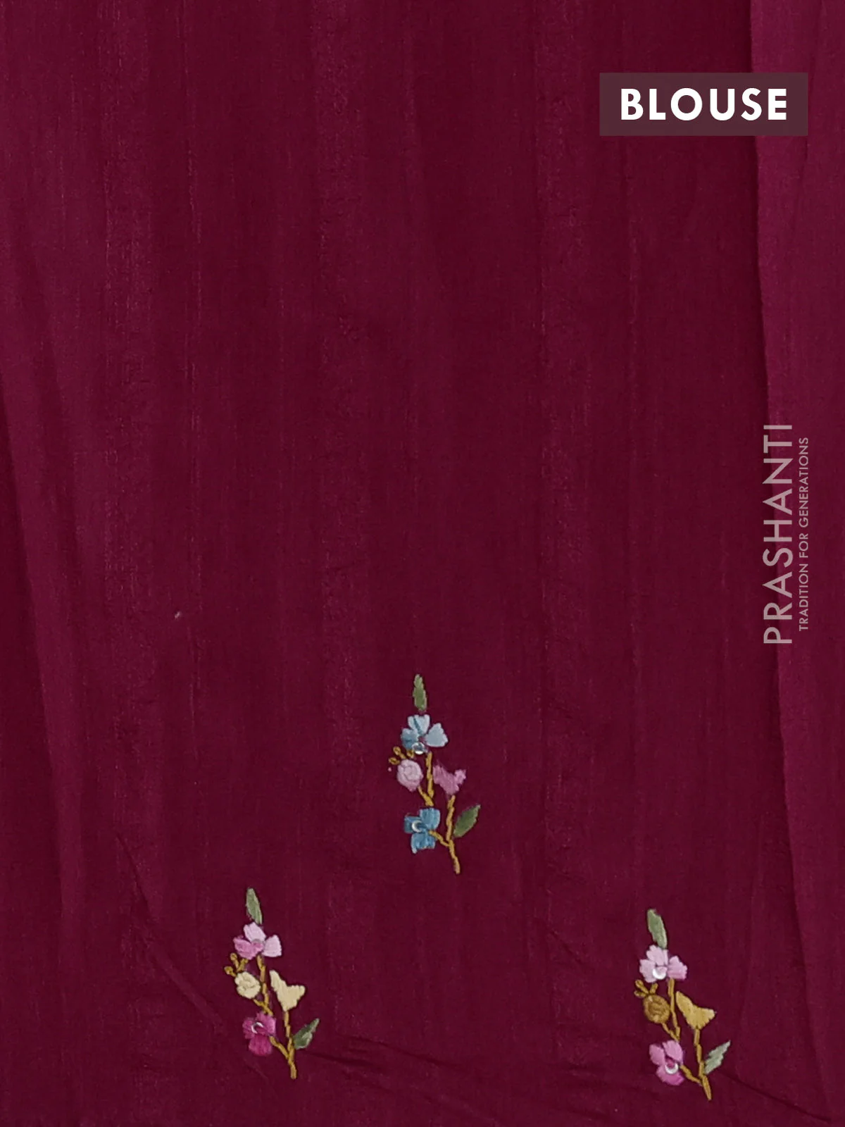 Semi tussar saree maroon with embroided buttas and embroidery pallu - Image 3
