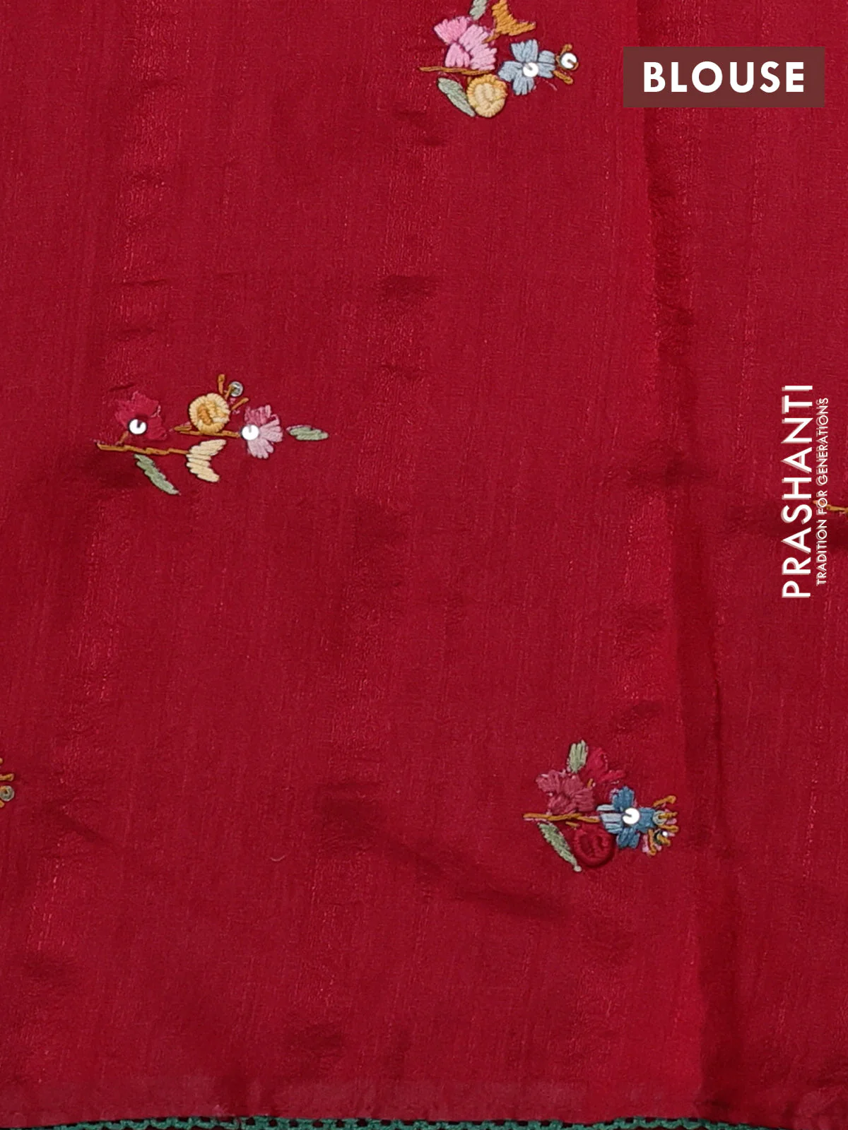 Semi tussar saree maroon with embroided buttas and embroidery pallu - Image 3