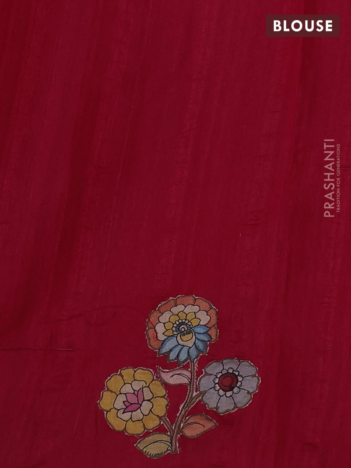 Semi tussar saree maroon with kalamkari applique work - Image 3