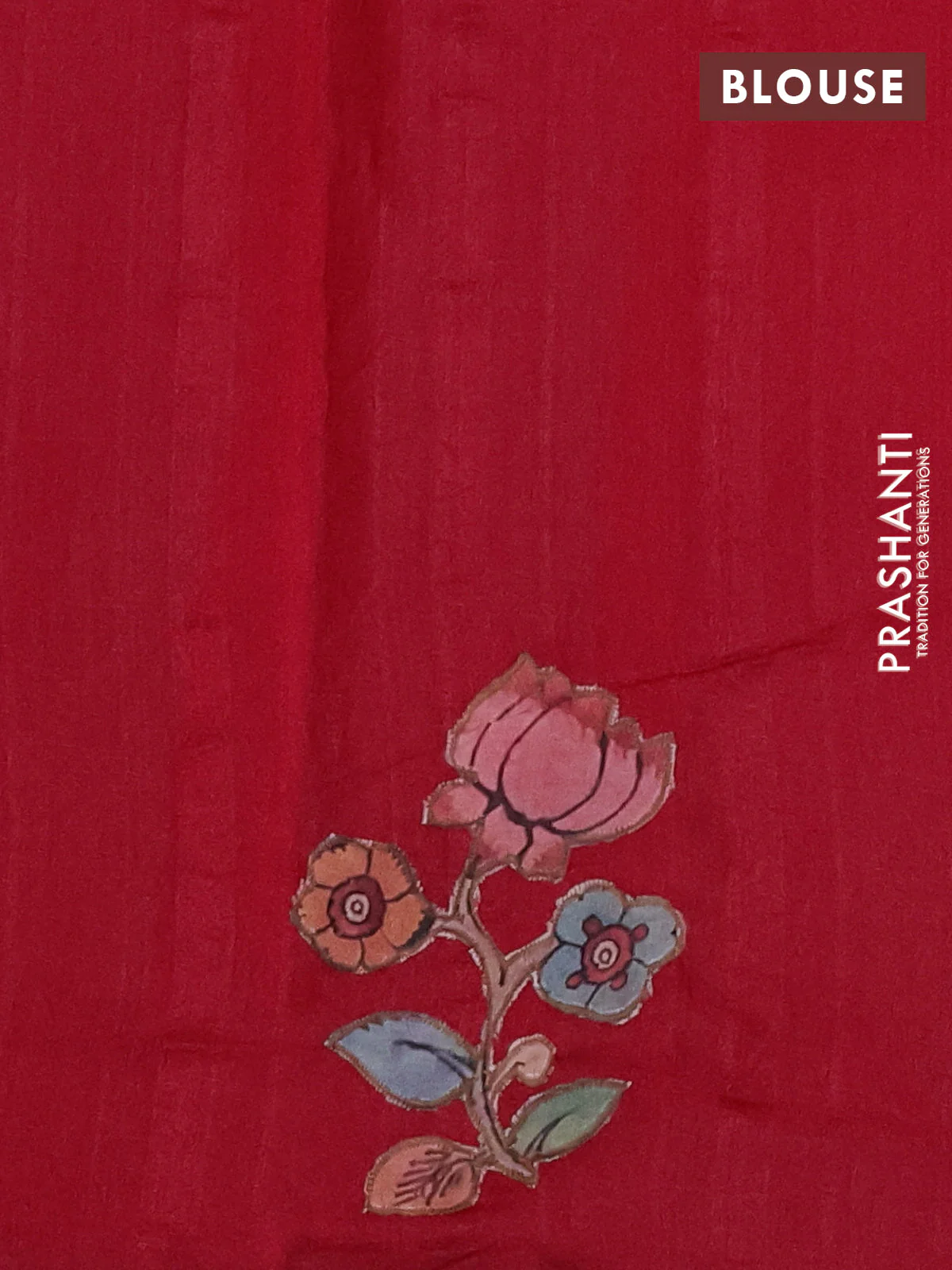 Semi tussar saree maroon with kalamkari applique work - Image 3