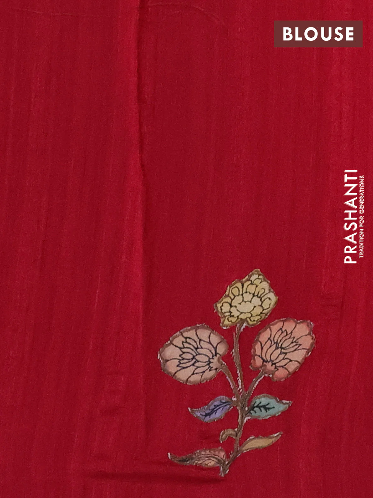 Semi tussar saree maroon with kalamkari applique work - Image 3