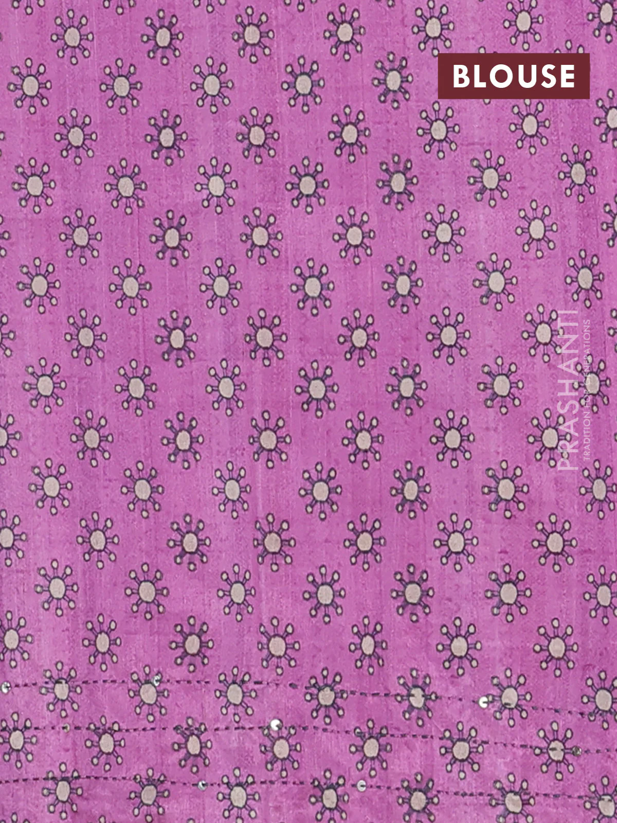 Semi tussar saree mauve pink and beige with plain body and warli prints kantha stitch work border - Image 4