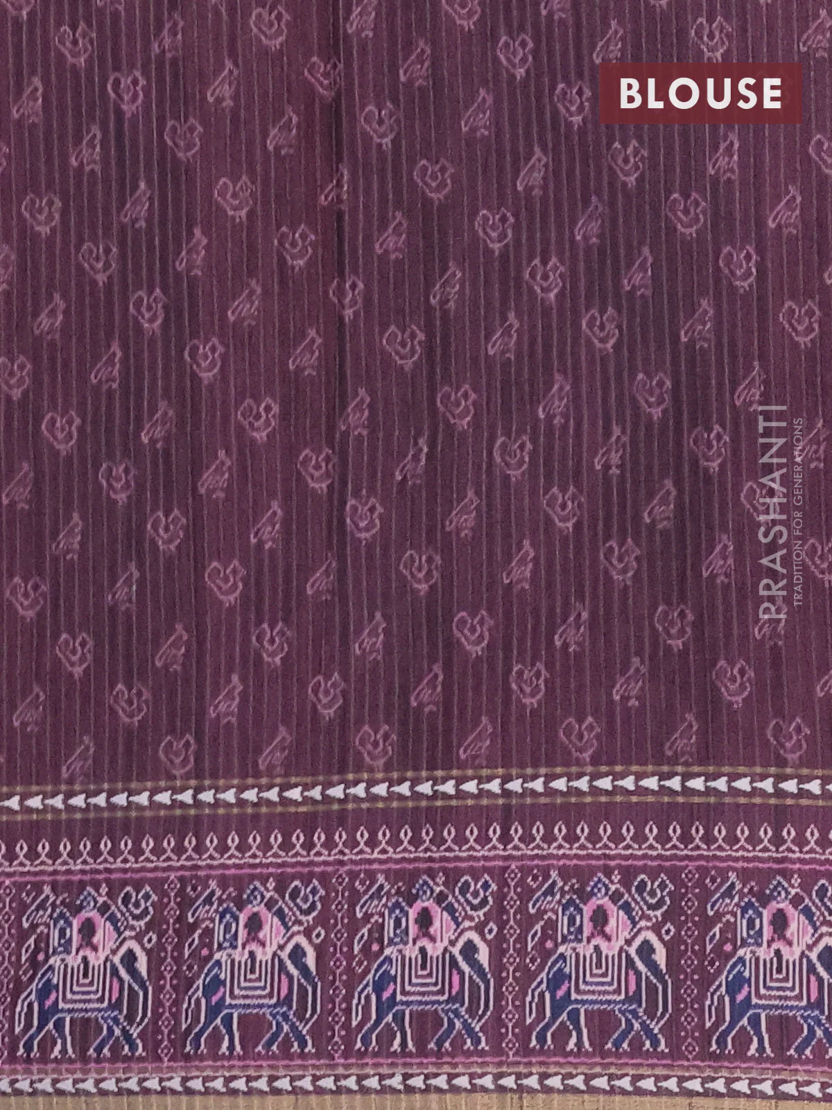 Semi tussar saree mauve pink and wine shade with plain body and patola printed border - Image 4