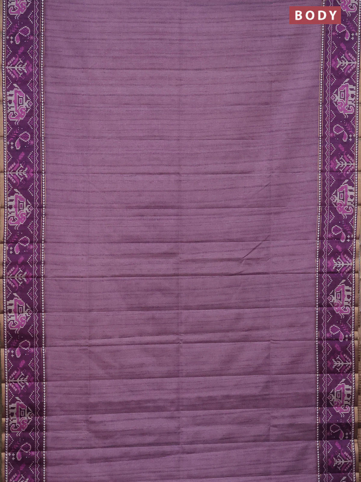 Semi tussar saree mild purple and purple with plain body and patola printed border - Image 2