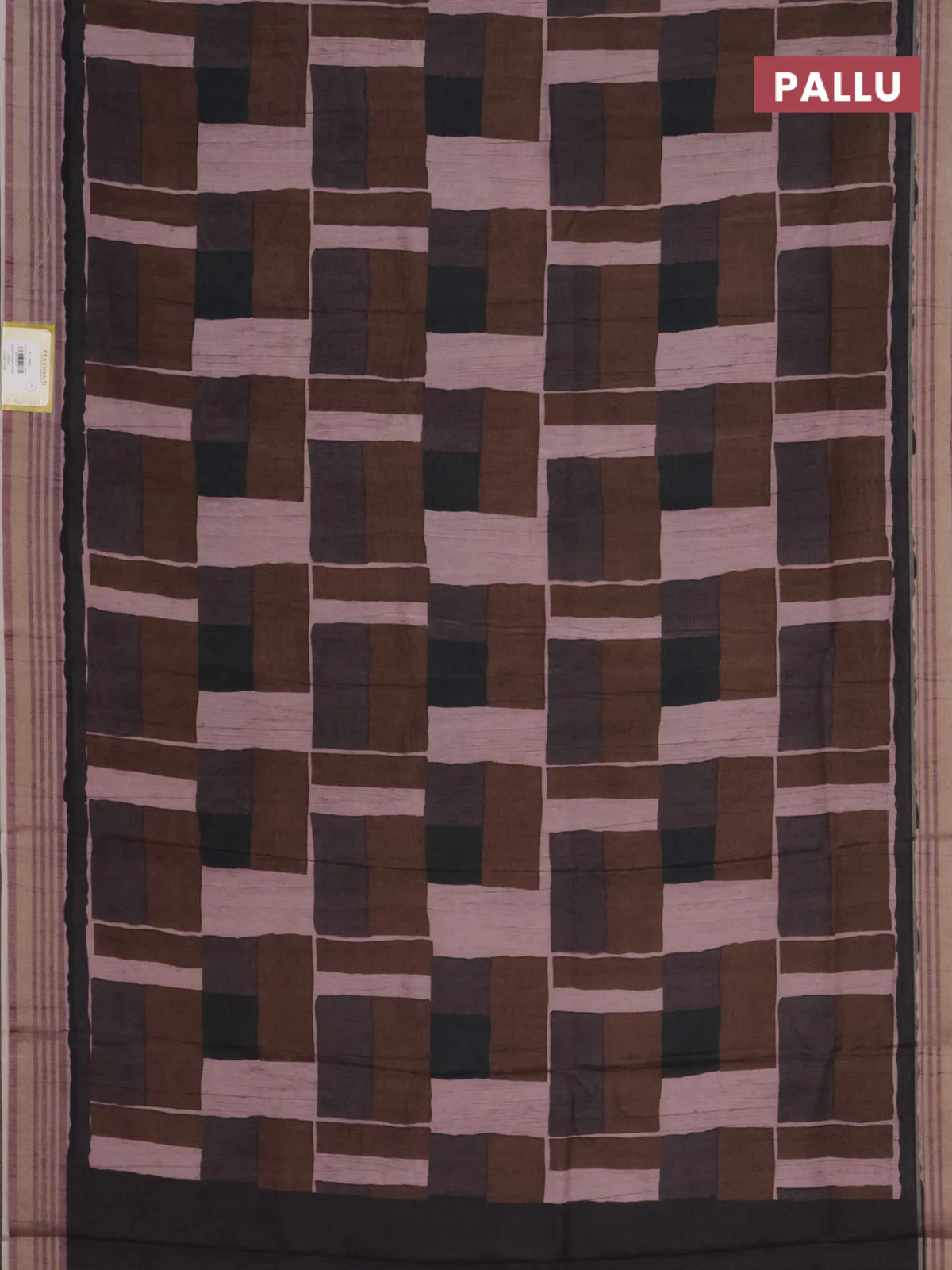 Semi tussar saree multicolour with allover prints and zari woven border - Image 3