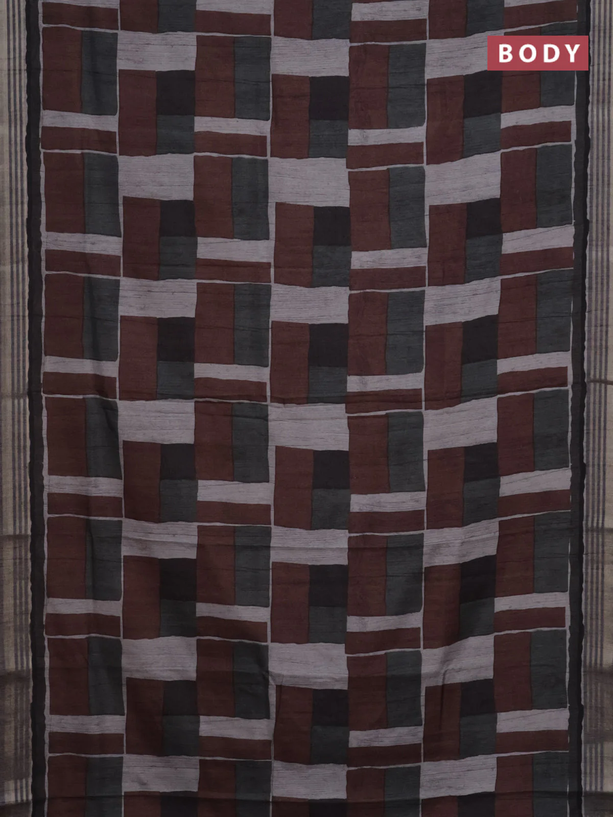 Semi tussar saree multicolour with allover prints and zari woven border - Image 2