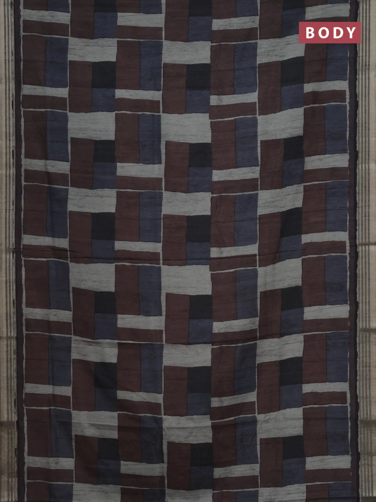 Semi tussar saree multicolour with allover prints and zari woven border - Image 2