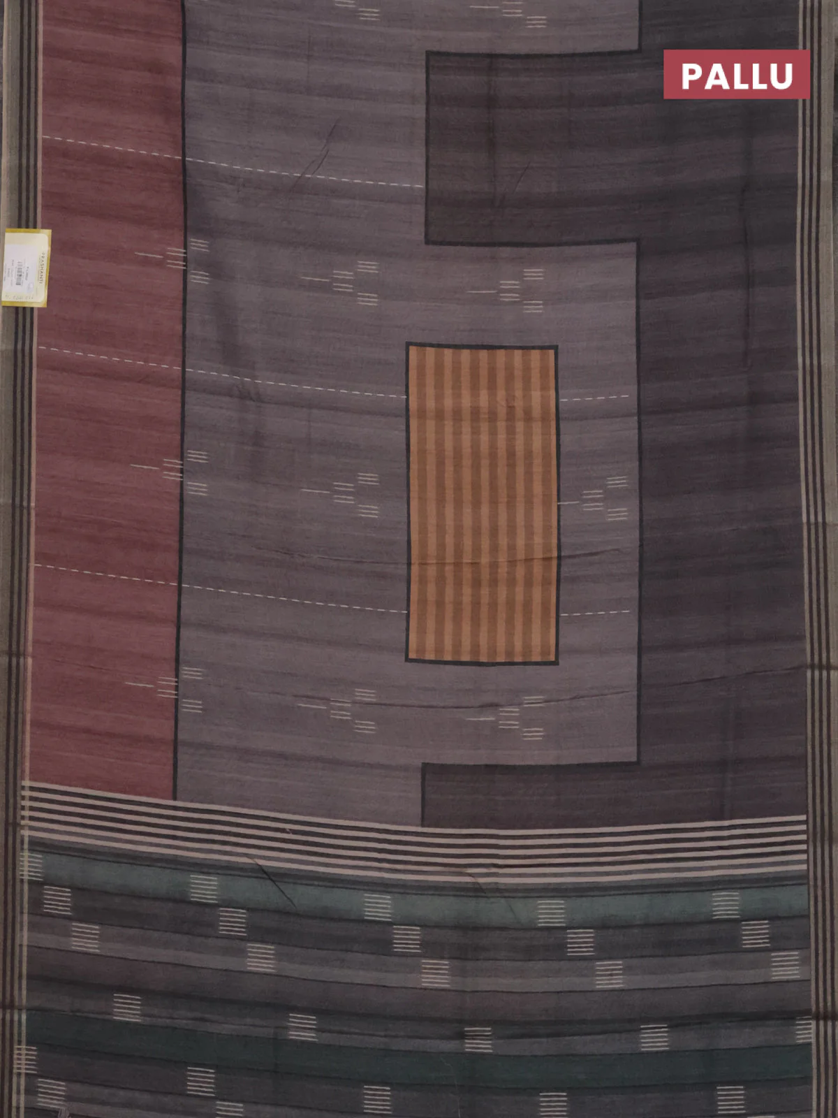 Semi tussar saree multicolour with allover prints and zari woven border - Image 3