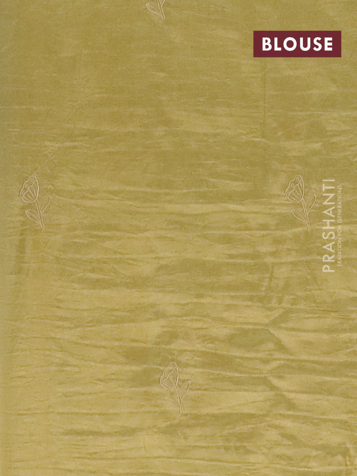 Semi tussar saree mustard shade with floral embroidery work and applique work border - Image 4