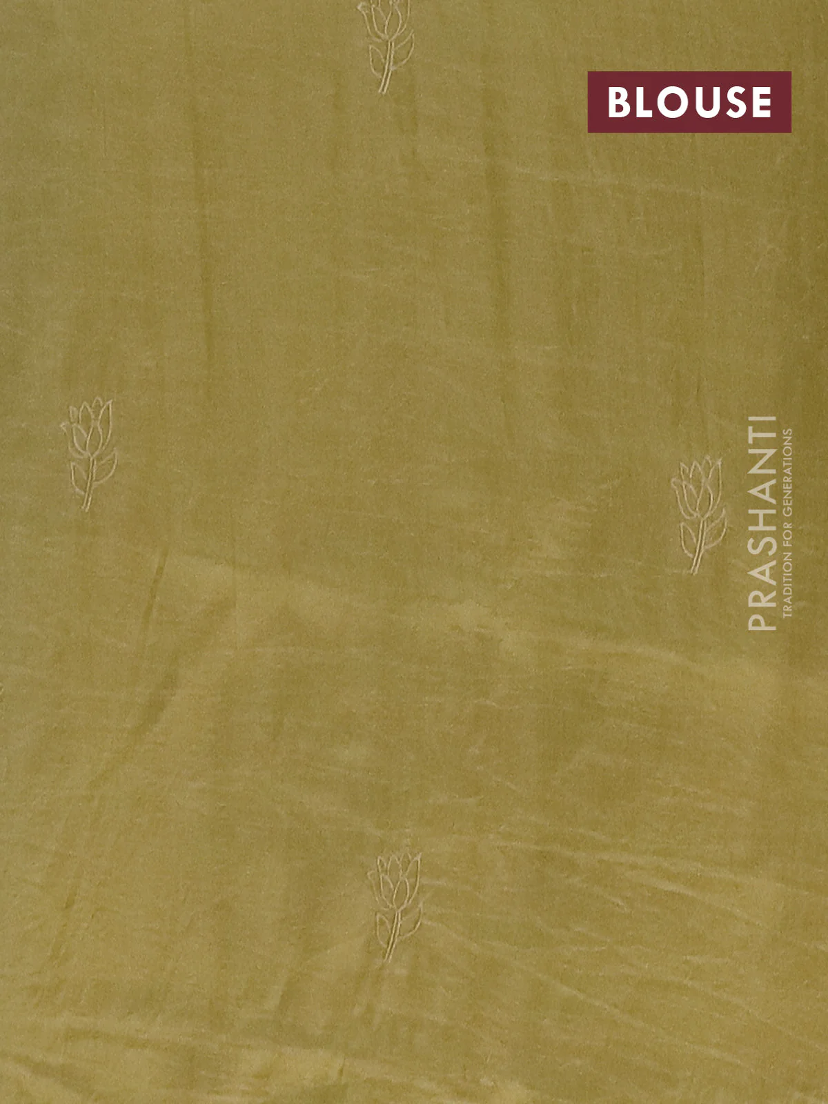Semi tussar saree mustard shade with floral embroidery work and applique work border - Image 4