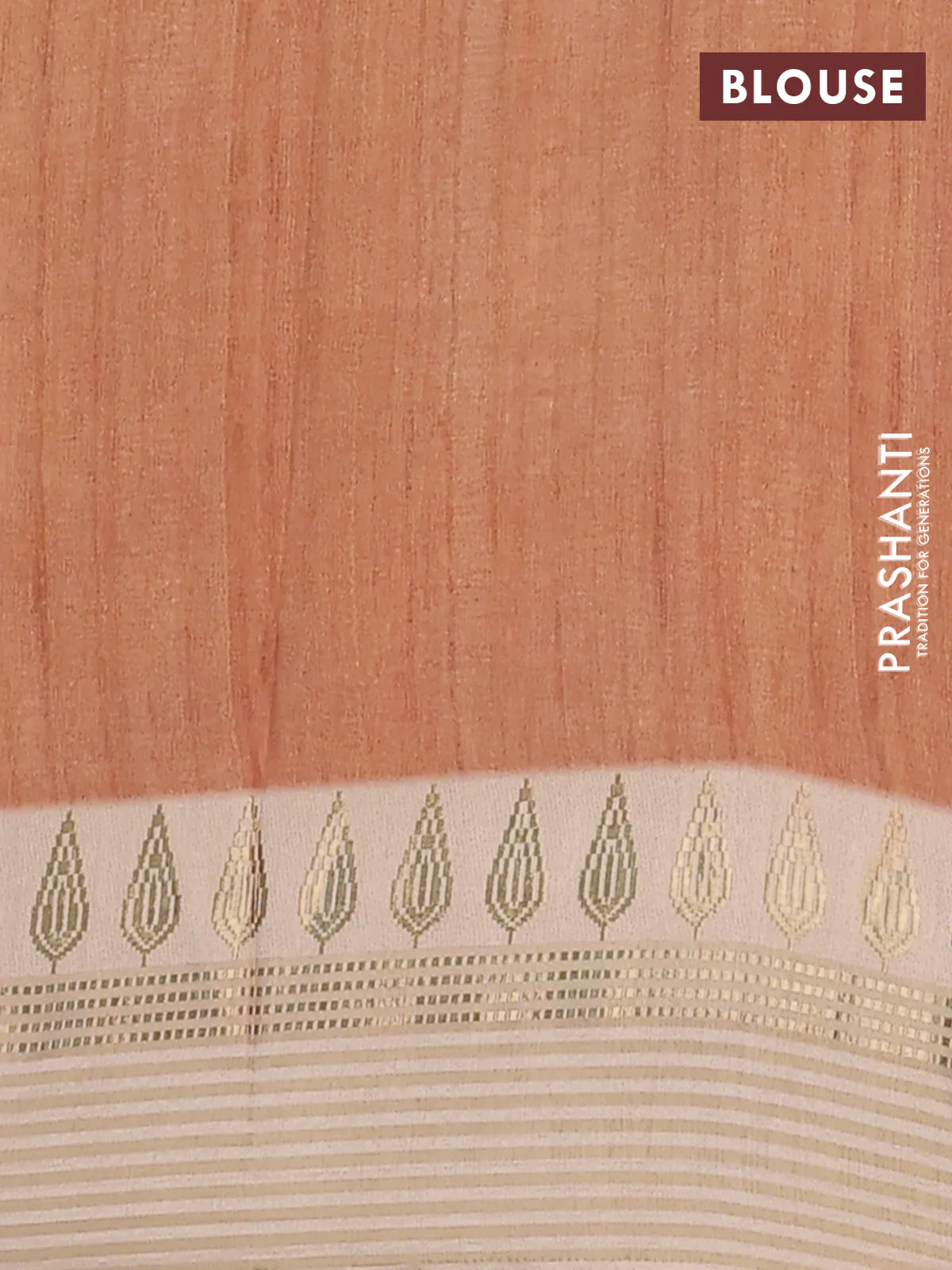 Semi tussar saree mustard yellow and beige with allover kalamkari prints and zari woven border - Image 4
