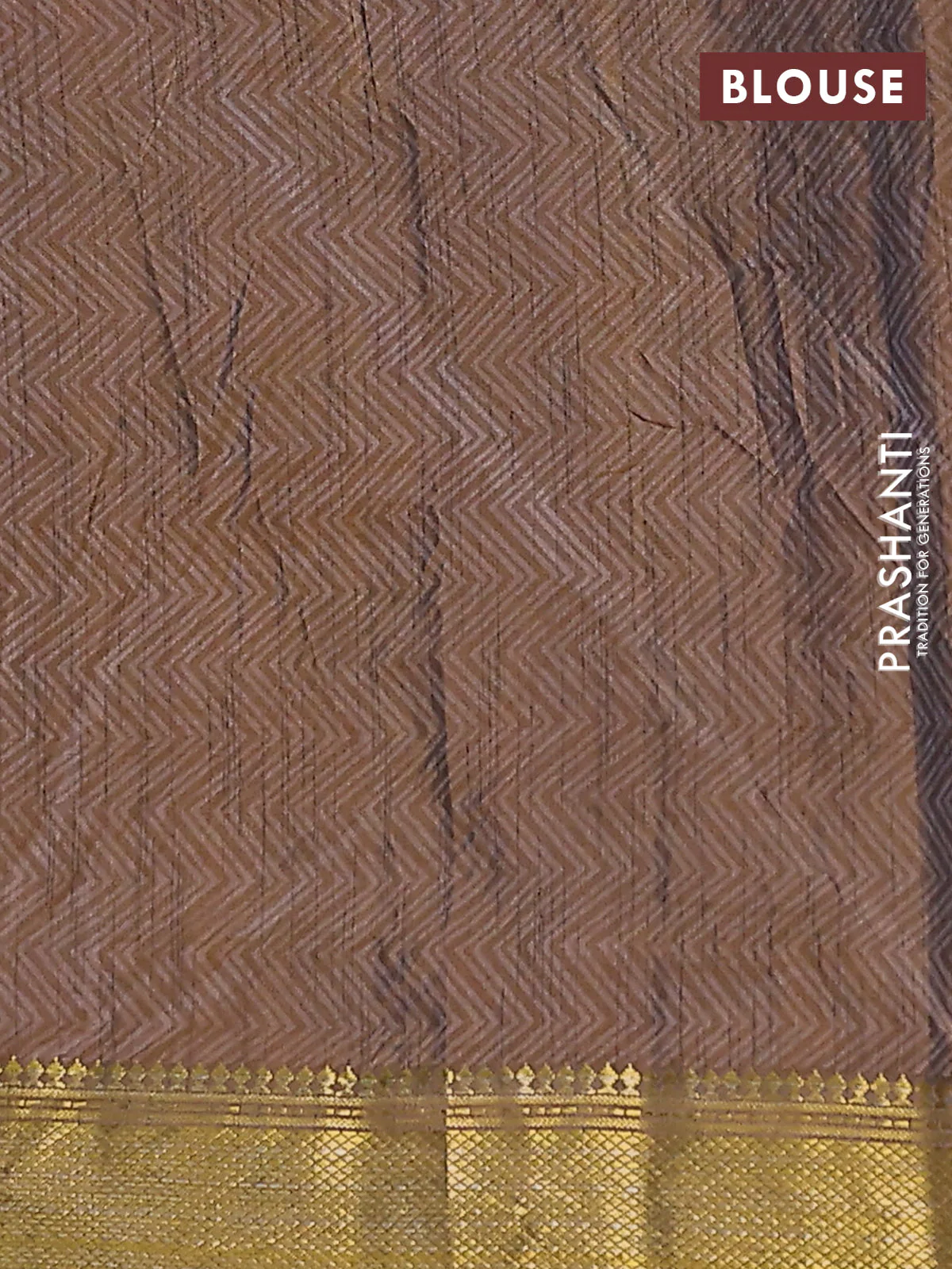Semi tussar saree mustard yellow and brown shade with allover ikat prints and zari woven border - Image 4