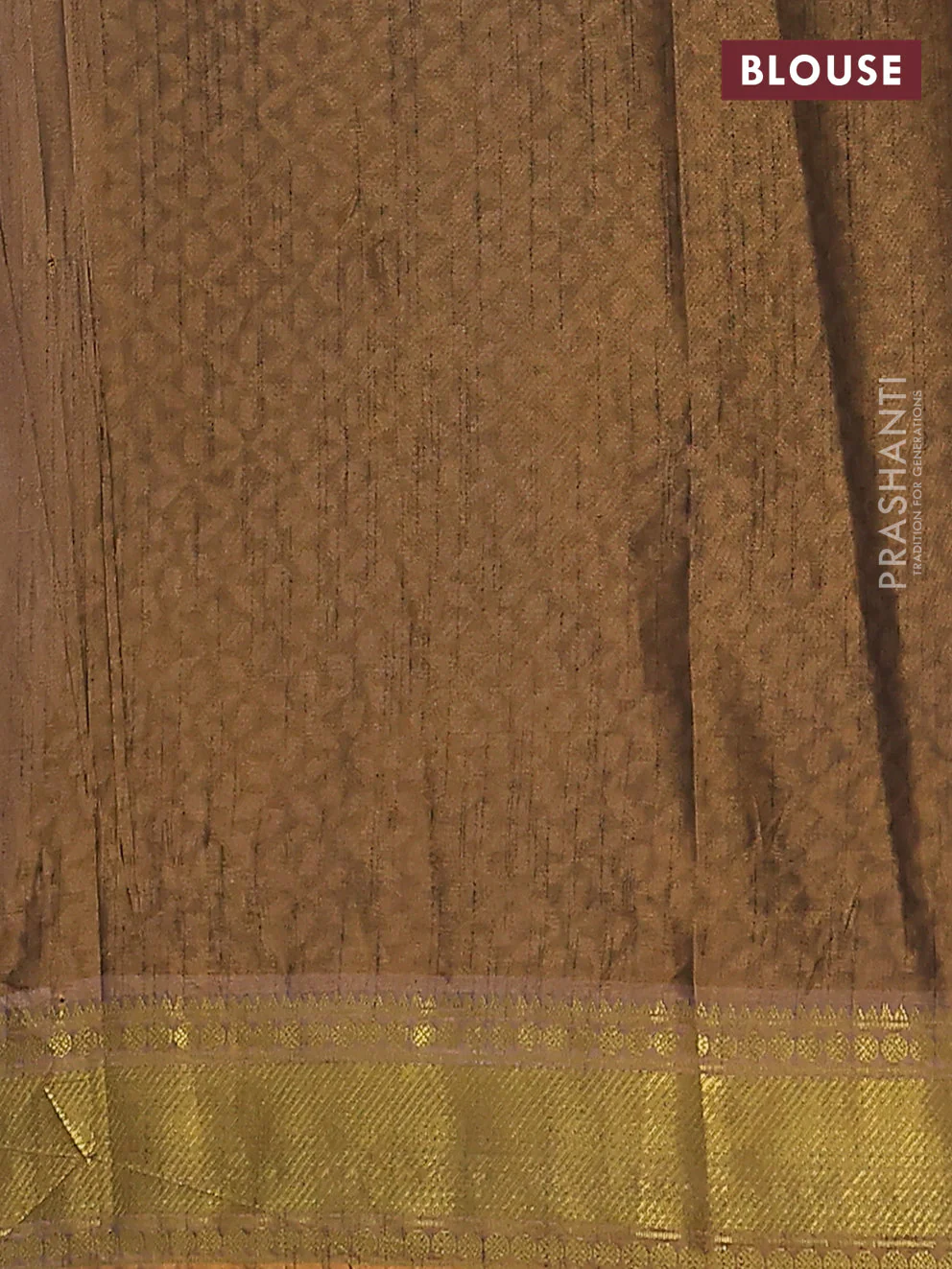 Semi tussar saree mustard yellow and brown shade with allover ikat prints and zari woven border - Image 4