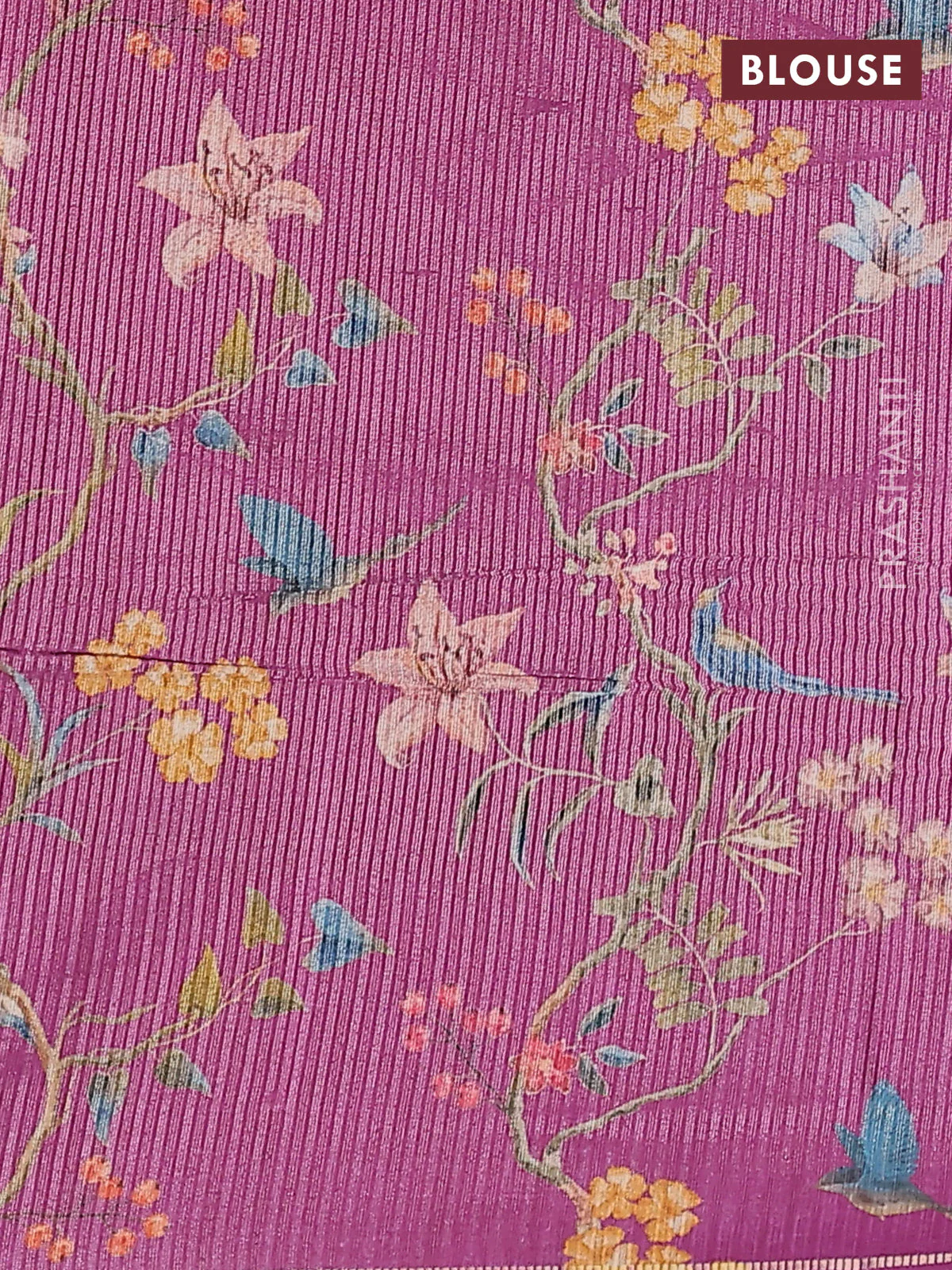 Semi tussar saree mustard yellow and magenta pink with allover silver & gold zari weaves and simple zari border - Image 3