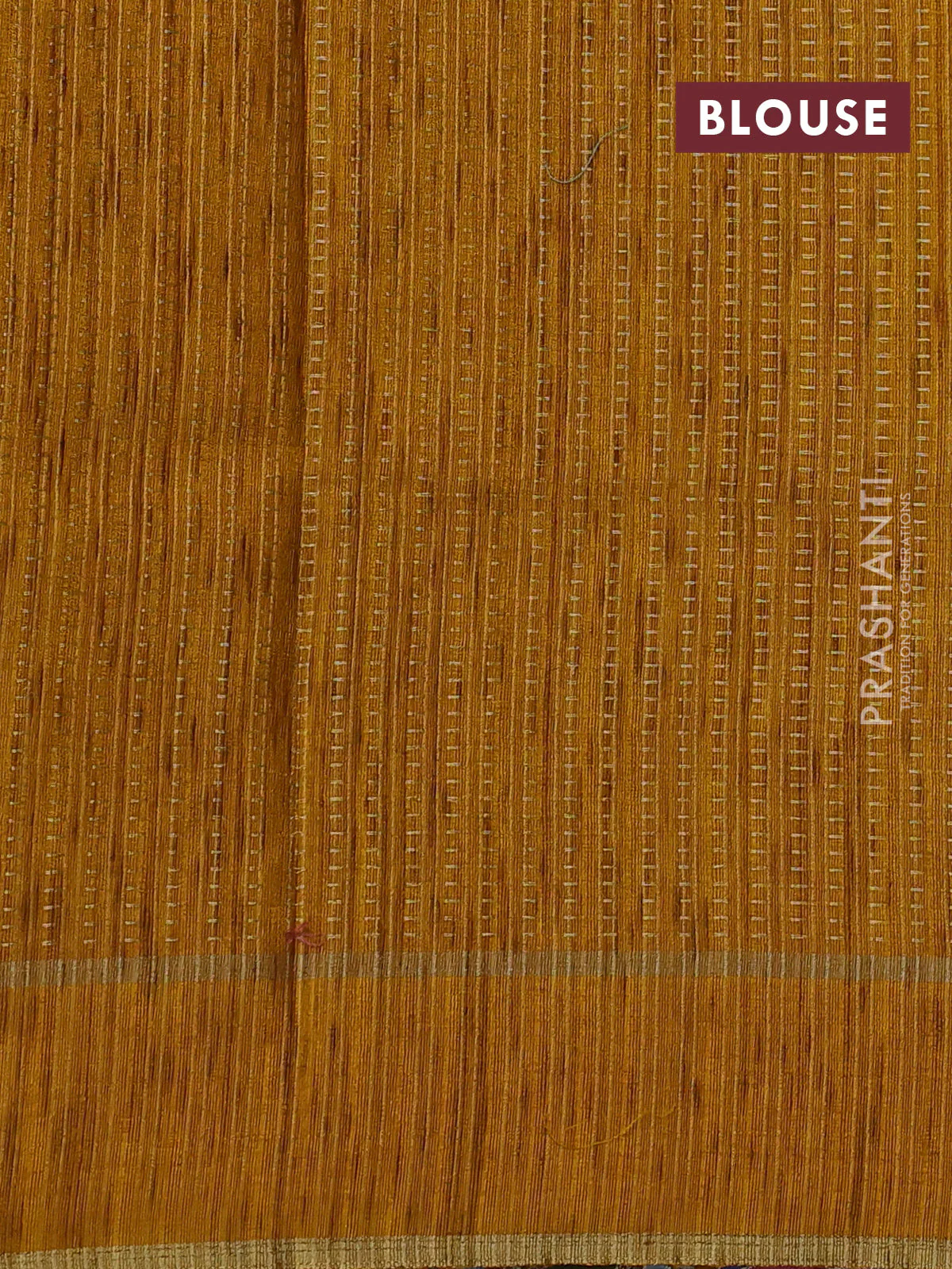 Semi tussar saree mustard yellow with zari weaves and embroidery border - Image 3