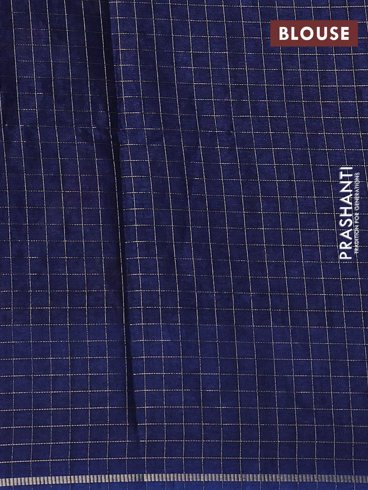 Semi tussar saree navy blue with allover embroidery design and zari woven border - Image 3