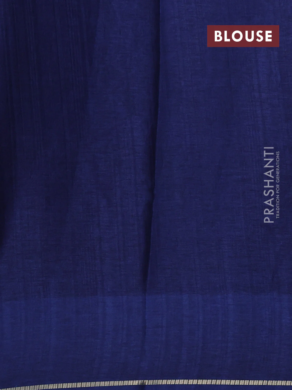 Semi tussar saree navy blue with allover zari checked pattern and embroidery border - Image 3