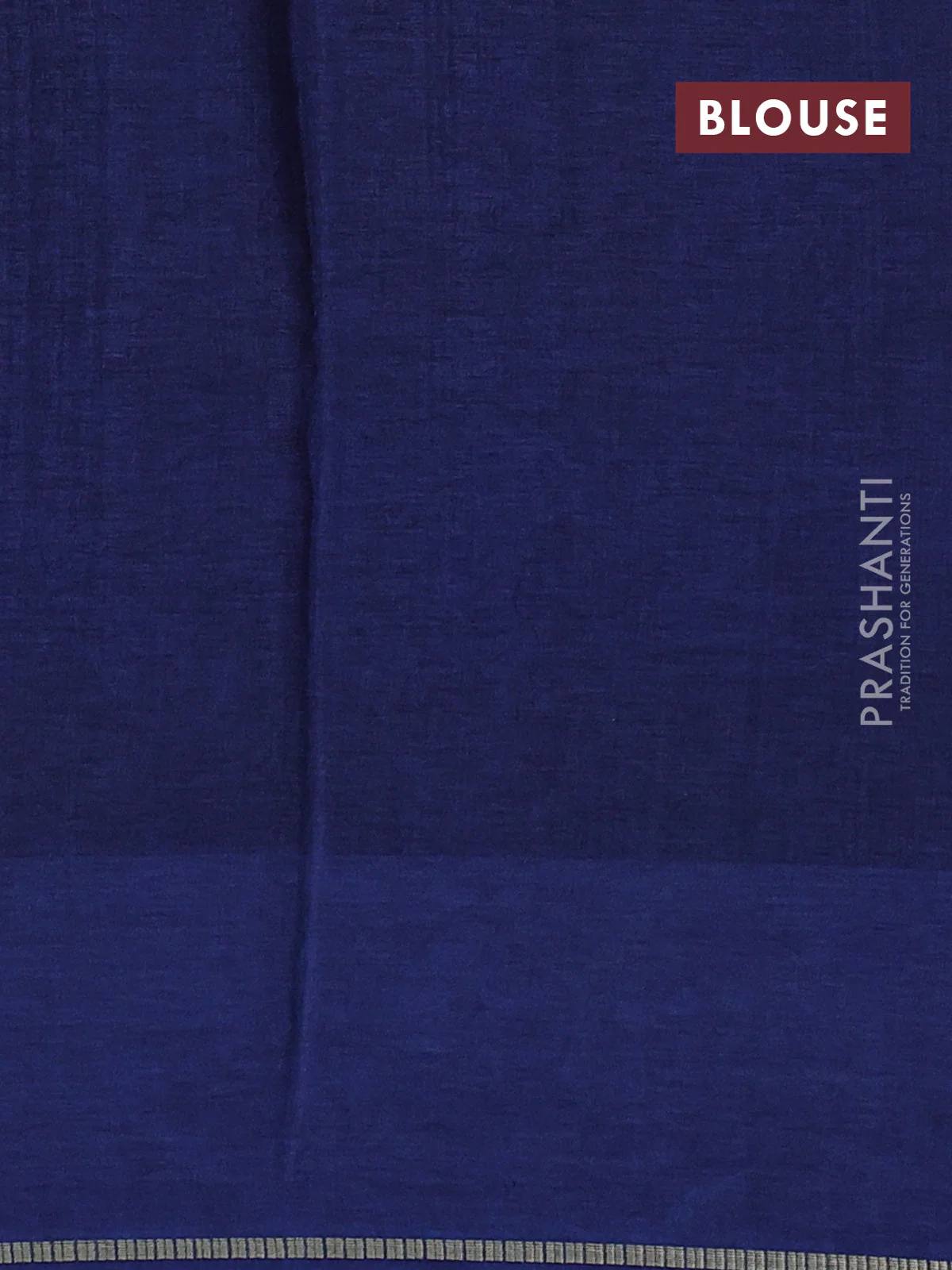 Semi tussar saree navy blue with allover zari checked pattern and embroidery border - Image 3