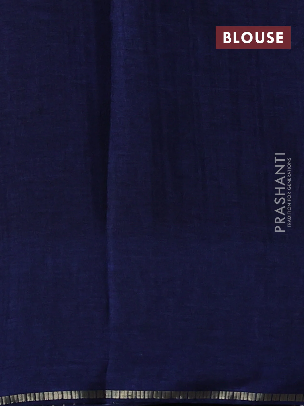 Semi tussar saree navy blue with allover zari checked pattern and embroidery border - Image 3