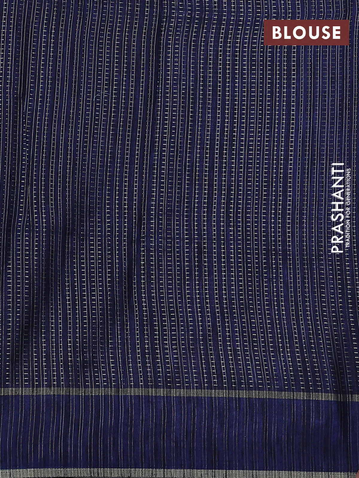 Semi tussar saree navy blue with zari weaves and embroidery border - Image 3