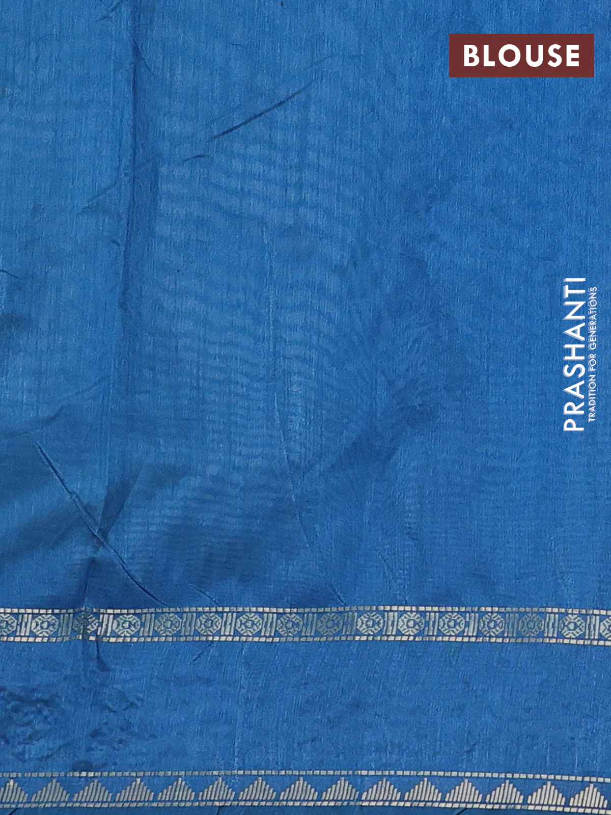 Semi tussar saree pastel blue and cs blue with embroidery work buttas and temple design embroidery border - Image 3
