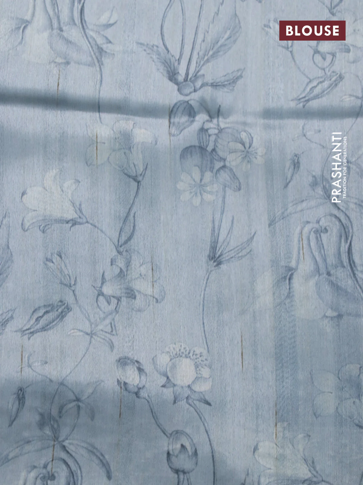 Semi tussar saree pastel blue with allover zig zag digital prints and chikankari work border - Image 4