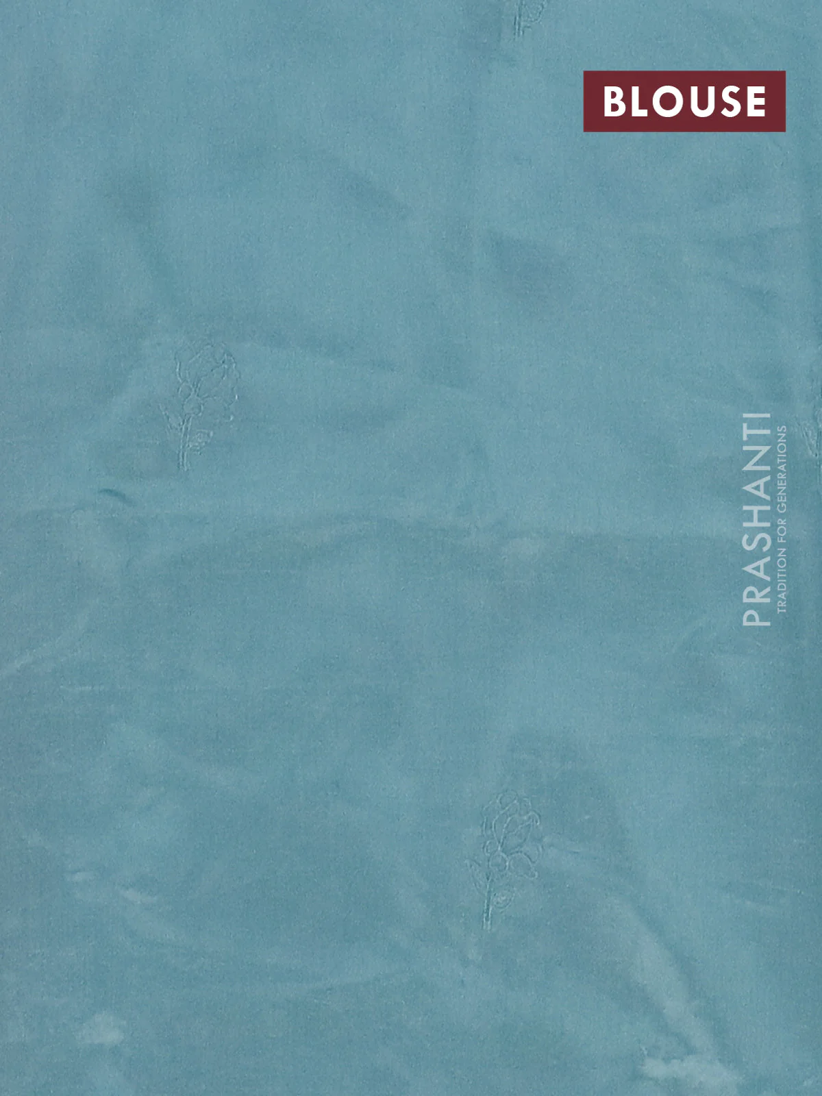 Semi tussar saree pastel blue with floral embroidery work and applique work border - Image 4