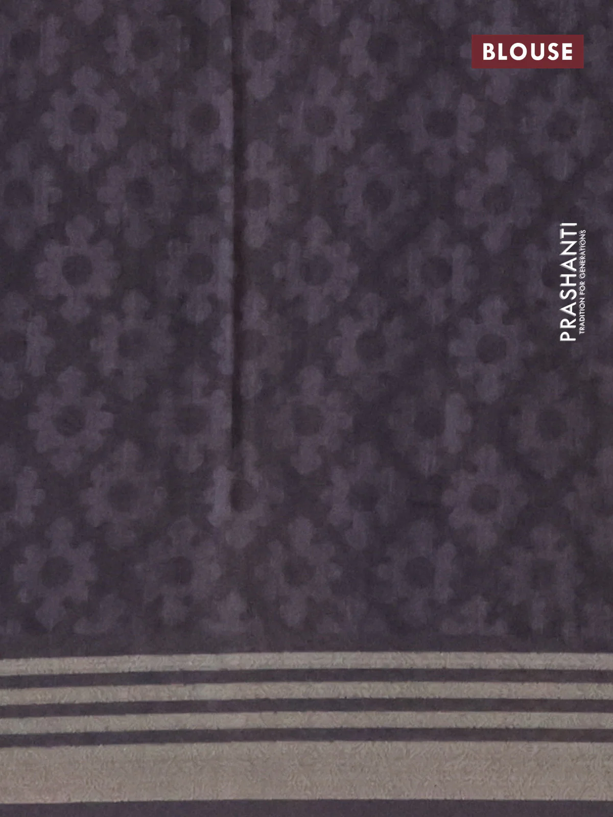 Semi tussar saree pastel green and grey with allover geometric prints and zari woven border - Image 4