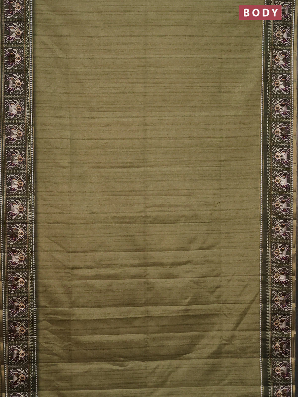 Semi tussar saree pastel green and sap green with plain body and patola printed border - Image 2