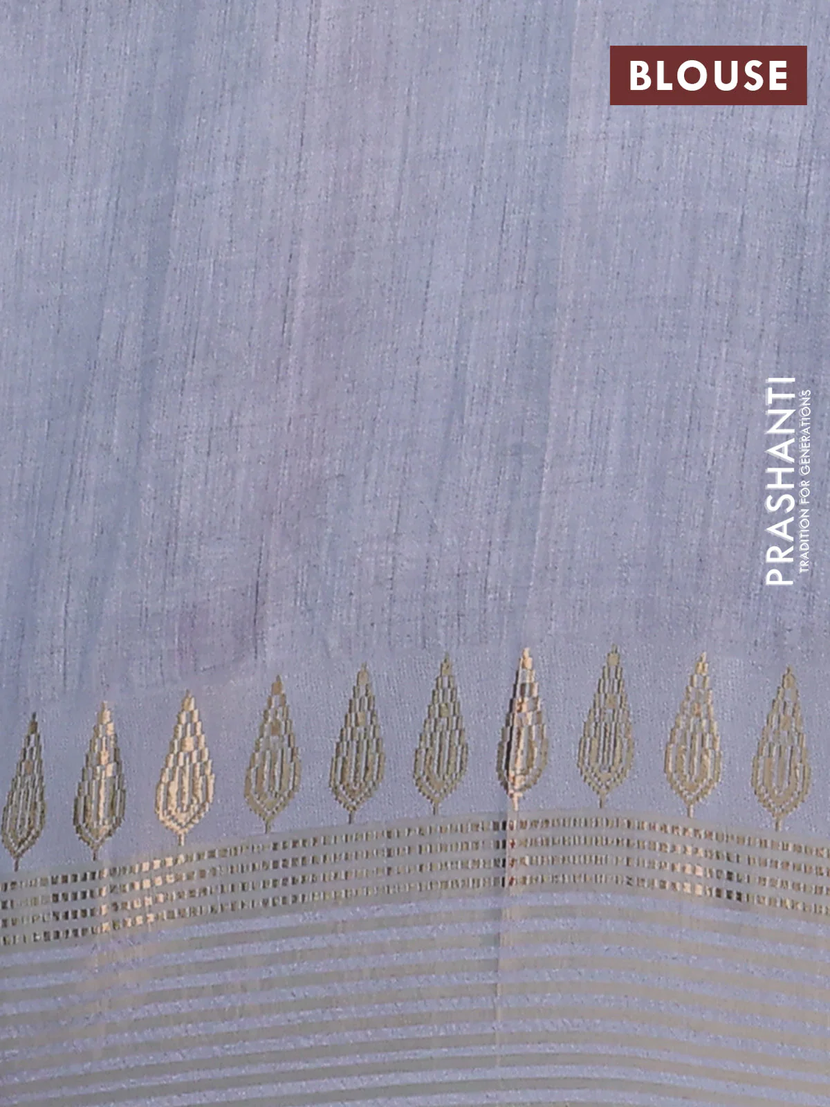 Semi tussar saree pastel grey with allover kalamkari prints and zari woven border - Image 4
