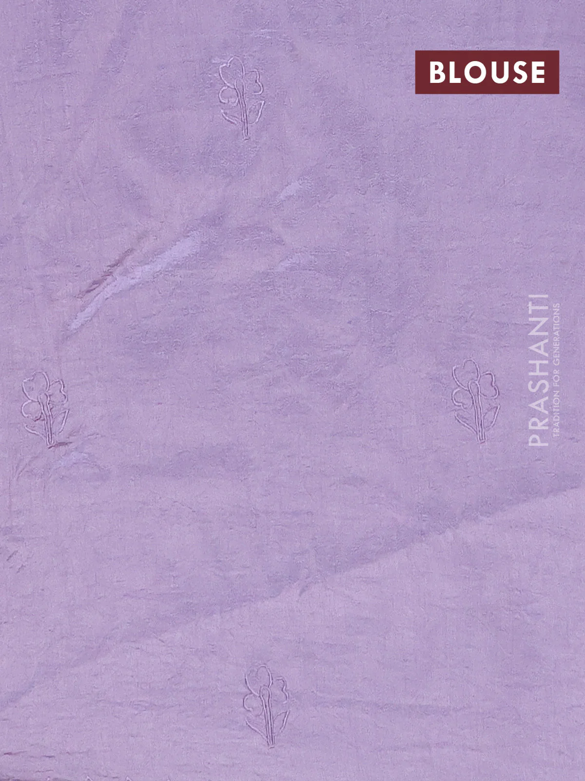 Semi tussar saree pastel lavender with floral embroidery work and applique work border - Image 4