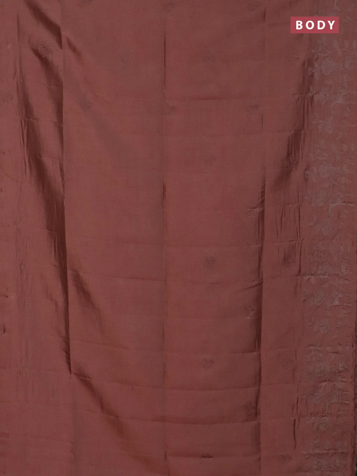 Semi tussar saree pastel peach with floral embroidery work and applique work border - Image 2