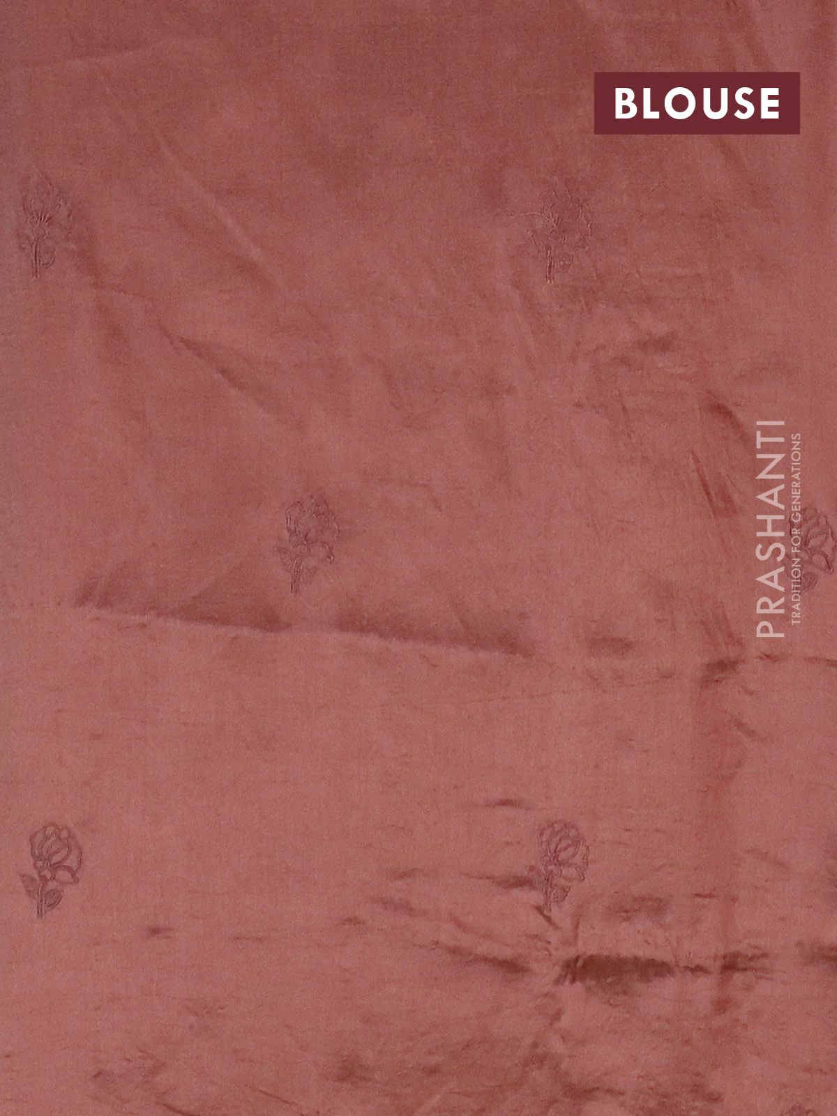 Semi tussar saree pastel peach with floral embroidery work and applique work border - Image 4