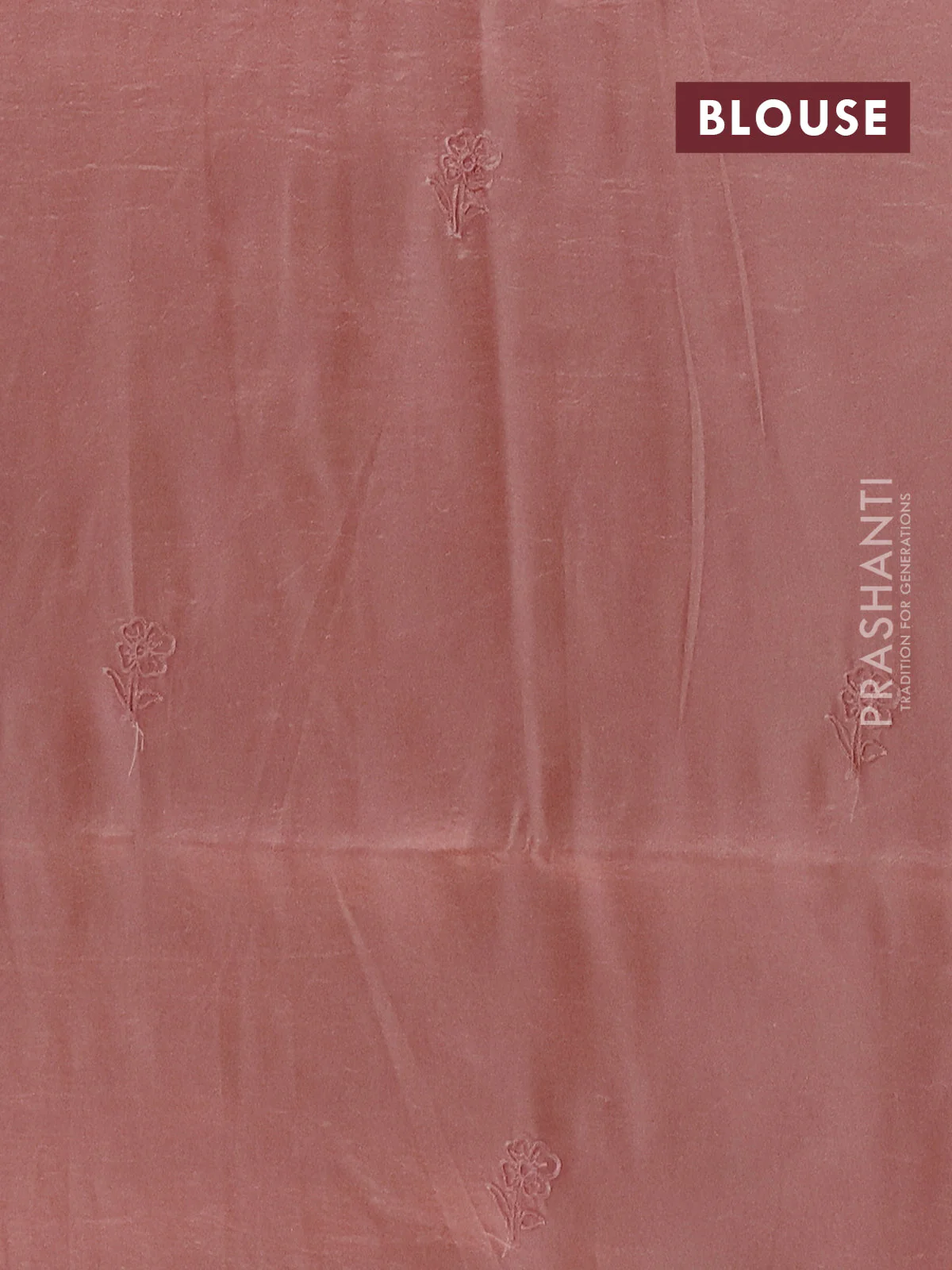 Semi tussar saree pastel peach with floral embroidery work and applique work border - Image 4