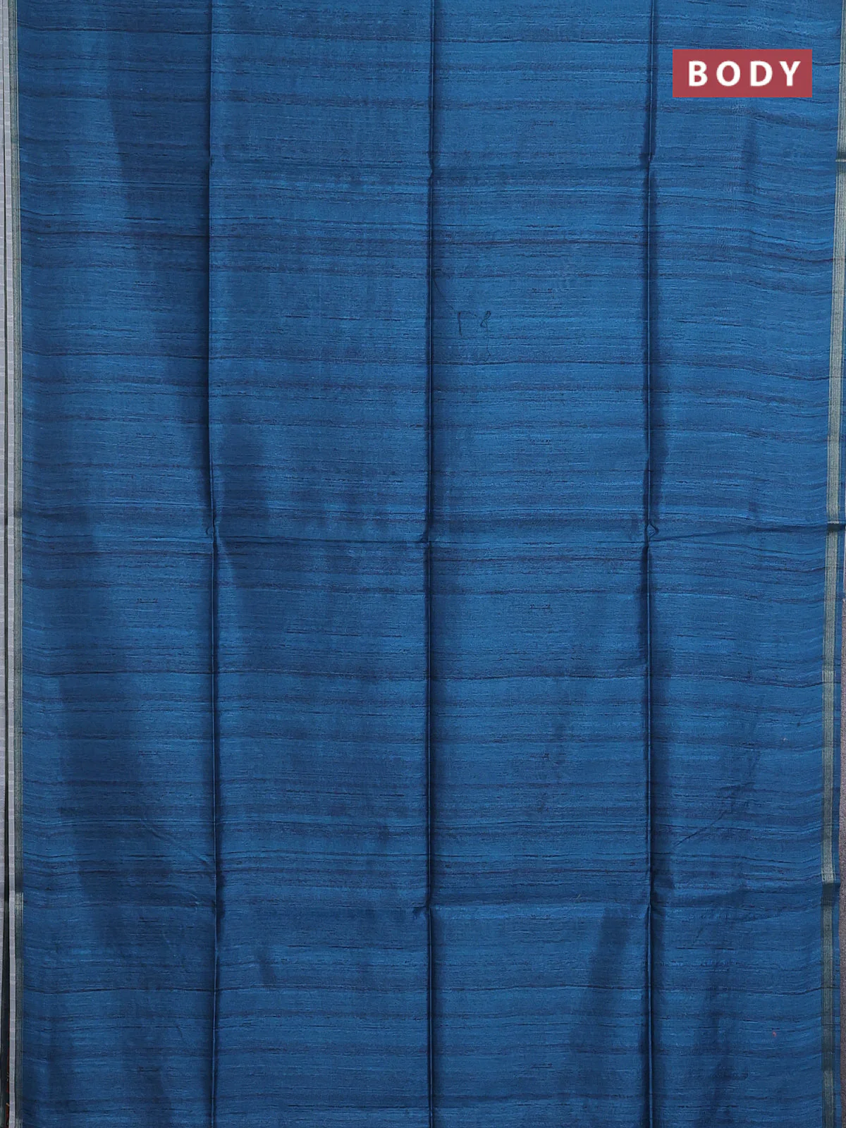 Semi tussar saree peacock blue with bandhani butta prints and kalamkari prints & cut work pallu - Image 2