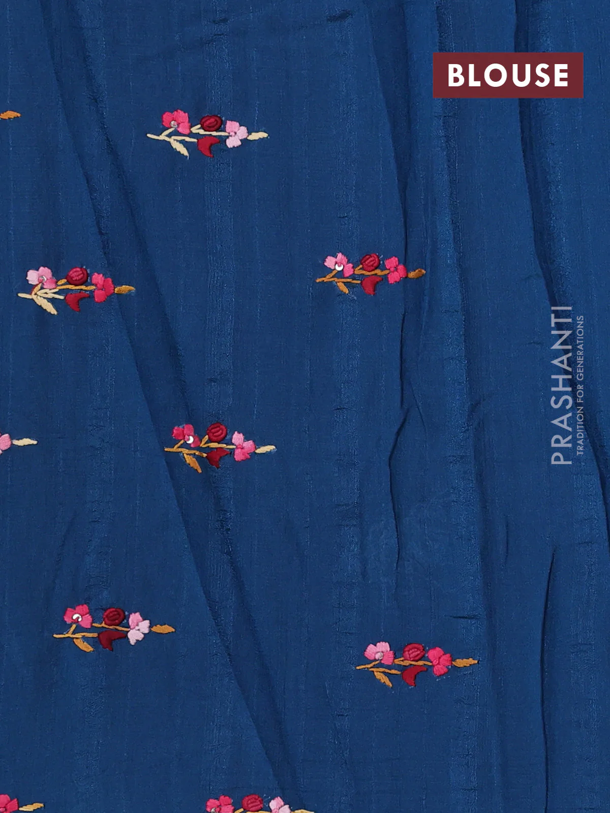 Semi tussar saree peacock blue with embroided buttas and embroidery pallu - Image 3